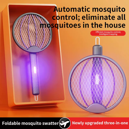 Foldable Electric Mosquito Swatter 3-In-1 Electric Mosquito Killer Anti-Mosquito Lamp Rechargeable Wall-Mounted Mosquito Swatter